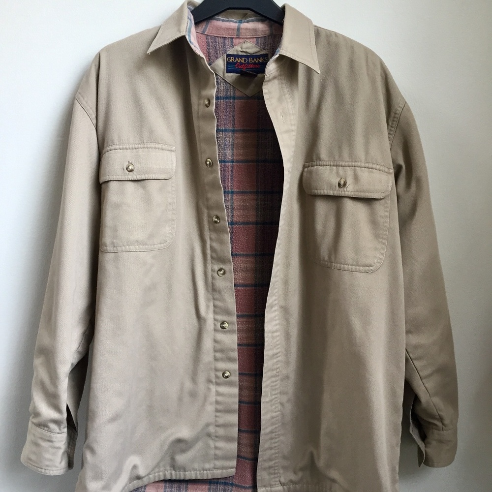 Vintage Tan Button Down Thermal Jacket
